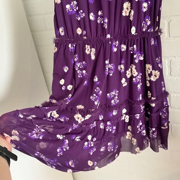 Vintage Y2K Juicy Couture Mini Dress floral print Purple/Cream Mesh Studds S - Picture 10 of 12